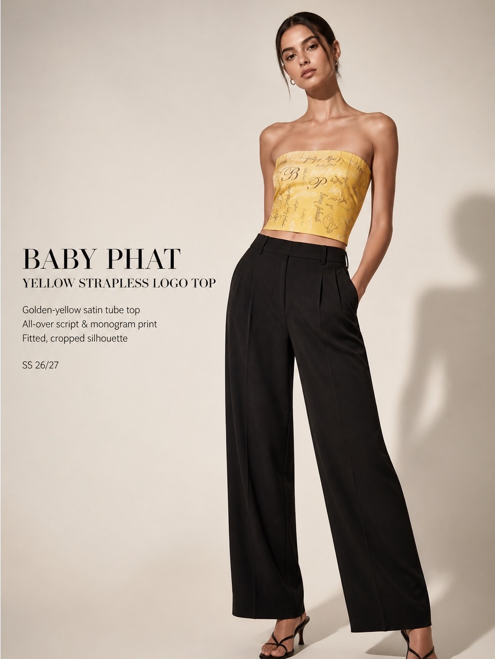 Baby Phat Yellow strapless Logo Top